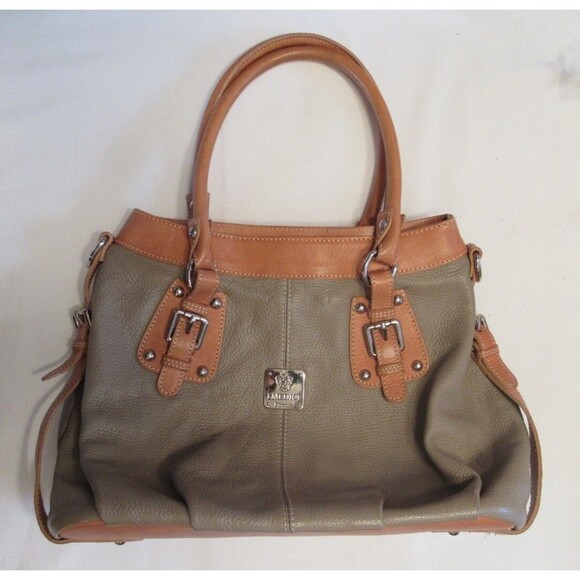 I Medici Firenze Handbags - I Medici Firenze Taupe and Tan Soft Leather Shoulder Handbag